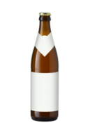 Brown beer bottle with an example label isolated on a transparent background png