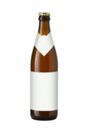 Brown beer bottle with an example label isolated on a transparent background png