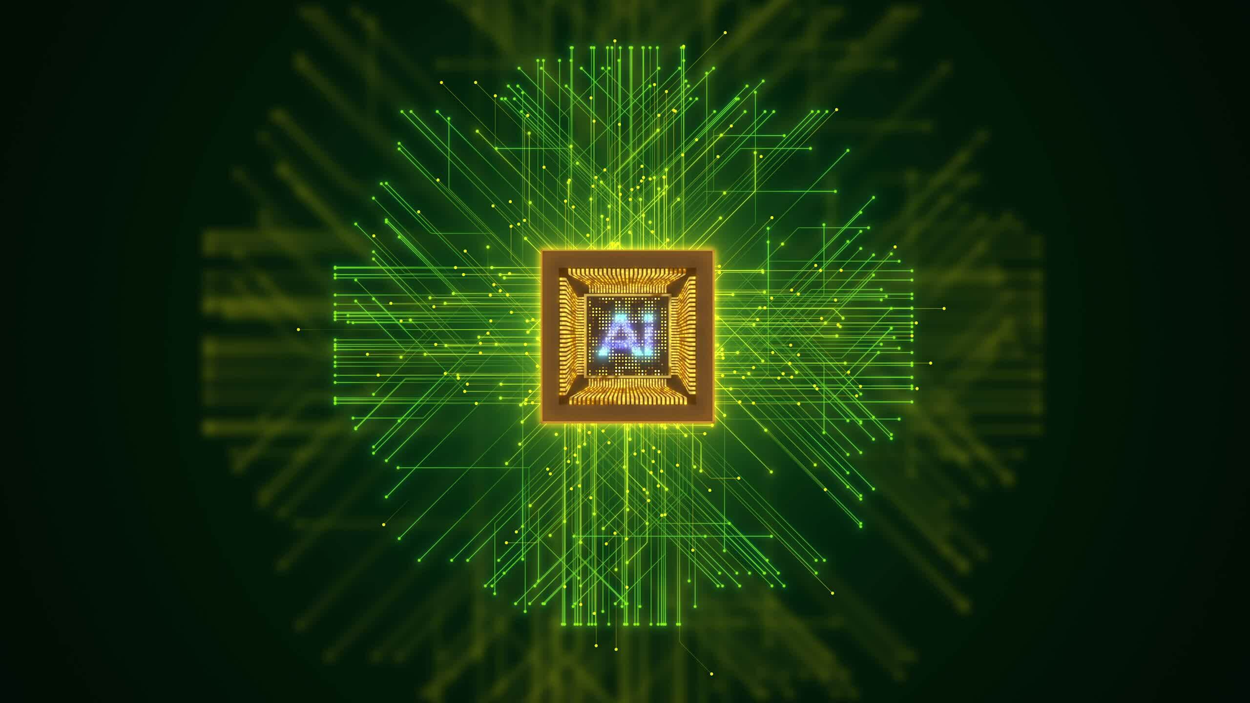 alimentado por IA braço CPU o circuito borda. central computador