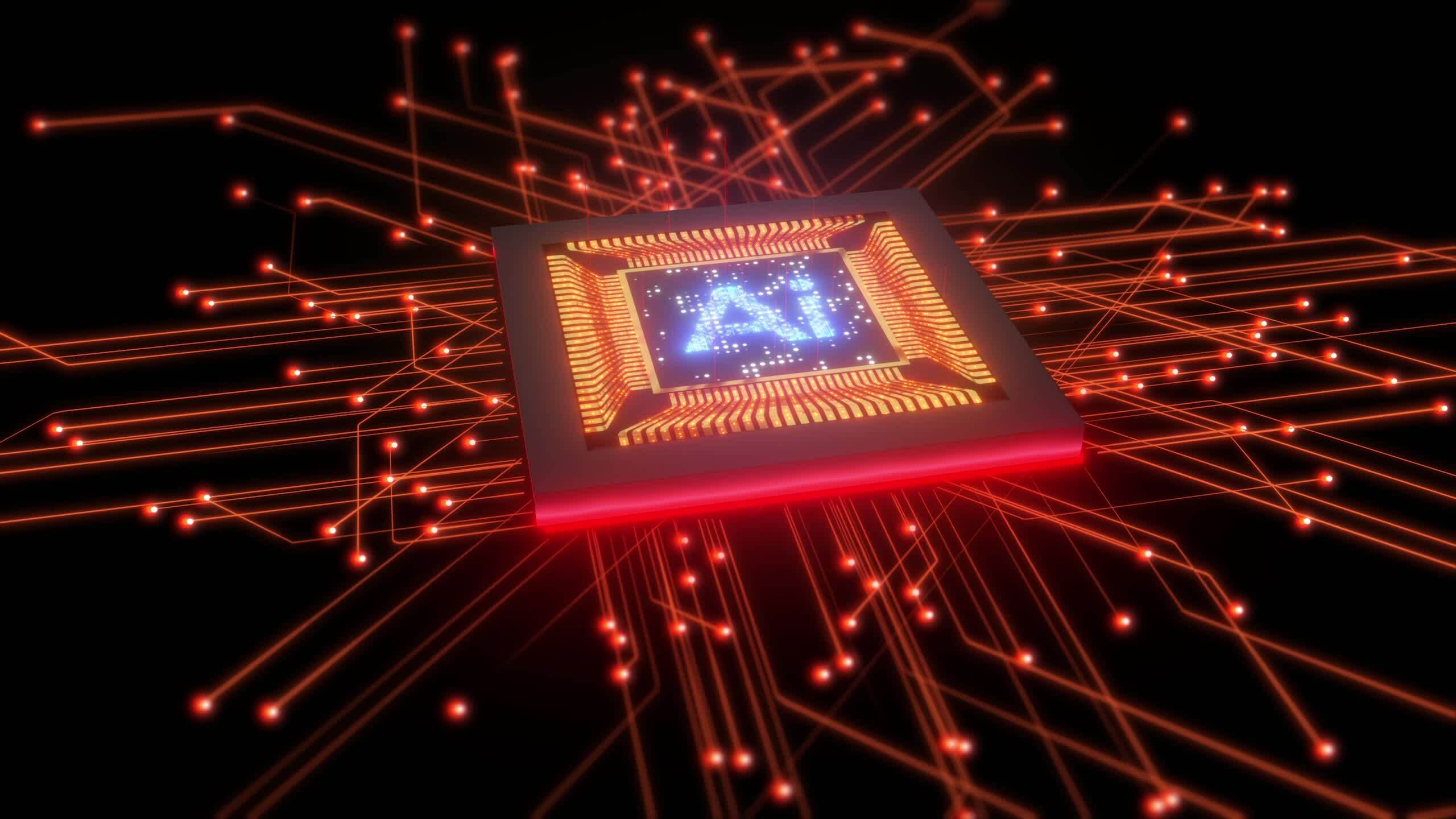 propulsé par l'IA bras CPU circuit planche. central ordinateur