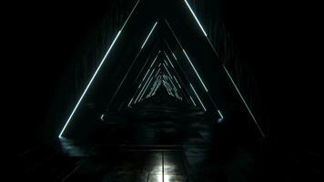 moving forward in sci-fi infinite entrance with triangular shape, seamless loop background video