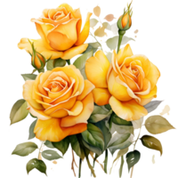 AI generated Yellow rose flora png