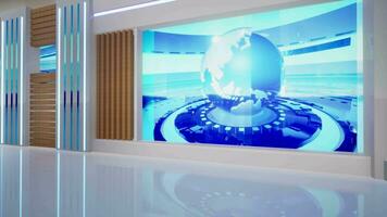 3D Virtual TV Studio News, Backdrop For TV Shows .TV On Wall.3D Virtual News Studio Background,3d illustration video