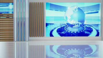 3D Virtual TV Studio News, Backdrop For TV Shows .TV On Wall.3D Virtual News Studio Background,3d illustration video