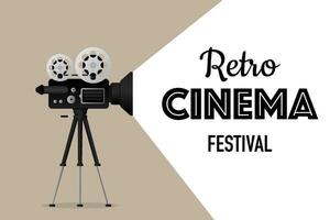 Movie projector, Retro cinema. Cinematography festival. Movie time. Vector illustration.