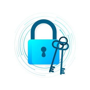 Cyber security concept. Padlock, lock. Privacy concept. Flat button. Digital background vector