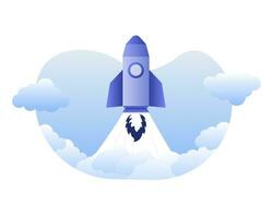 Start up new business project. Spaceship launch. Launch space rocket. vector