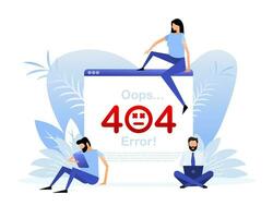 404, great design for any purposes. Flat style people. Internet network vector