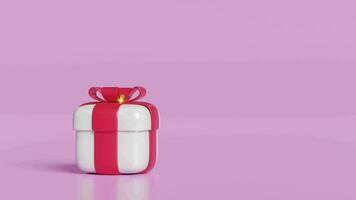 3d open the explosive gift box with confetti isolated on pink background. video