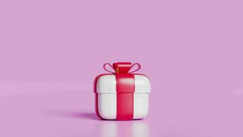 3d Aperto il esplosivo regalo scatola con domanda marchio isolato su rosa sfondo. 3d rendere illustrazione video