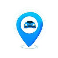 3d icon with blue pin parking on white background for concept design. 3d vector illustration