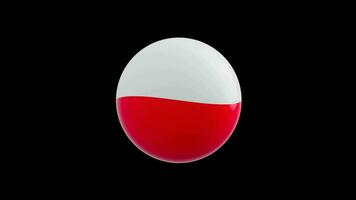 animation of the flag of the country Poland, stylized as a sphere.  alpha channel video