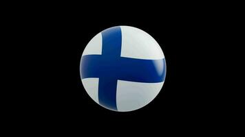 animation of the flag of the country Finland, stylized as a sphere.  alpha channel video