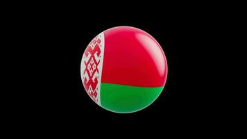 animation of the flag of the country Belarus stylized as a sphere.  alpha channel video