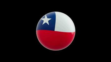 animation of the flag of the country Chile stylized as a sphere.  alpha channel video