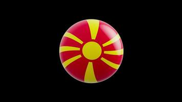 animation of the flag of the country Macedonia, stylized as a sphere.  alpha channel video