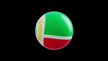 animation of the flag of the country Chechnya stylized under the sphere.  alpha channel video