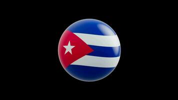 animation of the flag of the country Cuba, stylized as a sphere.  alpha channel video