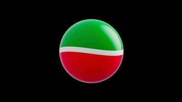 animation of the flag of the country Tatarstan, stylized as a sphere.  alpha channel video