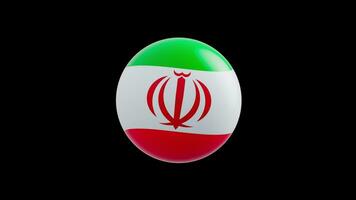 animation of the flag of the country Iran stylized as a sphere.  alpha channel video