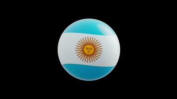 animation of the flag of the country Argentina stylized as a sphere.  alpha channel video