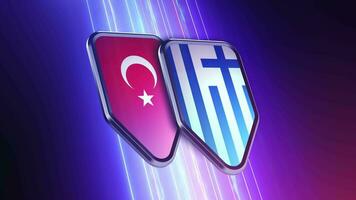 the appearance of two emblems with the flags of the countries Turkey and Greece video