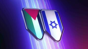 das Aussehen von zwei Embleme mit das Flaggen von das Länder von Palästina und Israel video