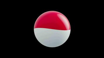 animation of the flag of the country Monaco, stylized as a sphere.  alpha channel video