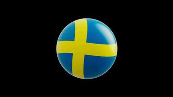 animation of the flag of the country Sweden stylized as a sphere.  alpha channel video