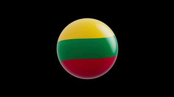 animation of the flag of the country Lithuania, stylized as a sphere.  alpha channel video