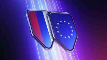 the appearance of two emblems with the flags of Russia and the European Union video