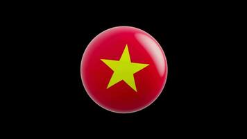 animation of the flag of the country Vietnam stylized under the sphere.  alpha channel video