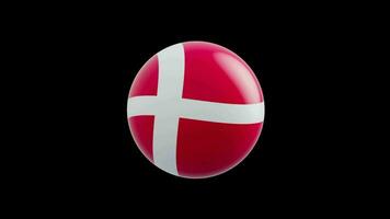 animation of the flag of the country Denmark stylized as a sphere.  alpha channel video