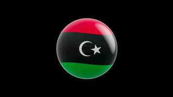 animation of the flag of the country Libya, stylized as a sphere.  alpha channel video