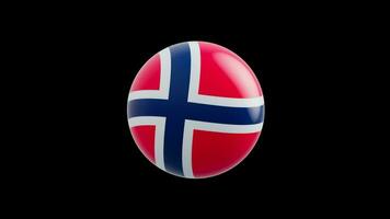 animation of the flag of the country Norway, stylized as a sphere.  alpha channel video