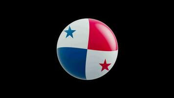 animation of the flag of the country Panama, stylized as a sphere.  alpha channel video