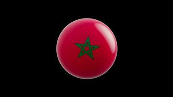 animation of the flag of the country Morocco, stylized as a sphere.  alpha channel video
