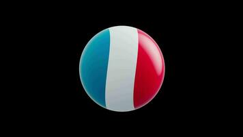 animation of the flag of the country France, stylized as a sphere.  alpha channel video