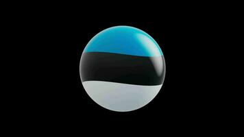 animation of the flag of the country Estonia stylized as a sphere.  alpha channel video