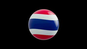 animation of the flag of the country Thailand, stylized as a sphere.  alpha channel video