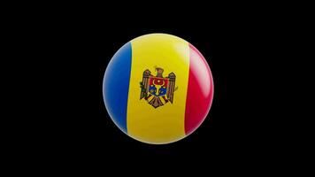 animation of the flag of the country Moldova, stylized as a sphere.  alpha channel video