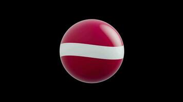 animation of the flag of the country Latvia, stylized as a sphere.  alpha channel video