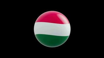 animation of the flag of the country Hungary stylized as a sphere.  alpha channel video