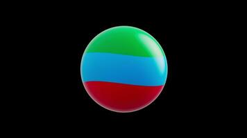 animation of the flag of the country Dagestan stylized under the sphere.  alpha channel video