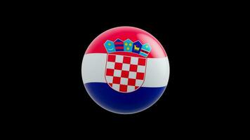 animation of the flag of the country Croatia, stylized as a sphere.  alpha channel video