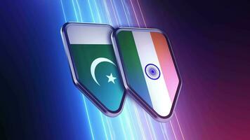 the appearance of two emblems with the flags of the countries of Pakistan and India video