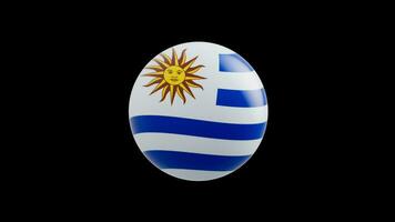 animation of the flag of the country Uruguay, stylized as a sphere.  alpha channel video