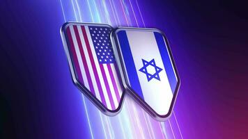 das Aussehen von zwei Embleme mit das Flaggen von das Länder USA und Israel video