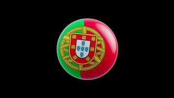 animation of the flag of the country Portugal, stylized as a sphere.  alpha channel video