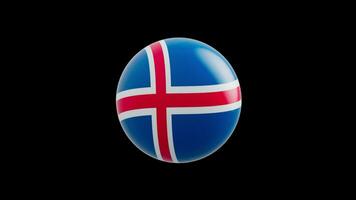 animation of the flag of the country Iceland stylized as a sphere.  alpha channel video